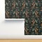 Tiger Chinoiserie Bengal Peacock Asian Inspired Dark Teal Orange Romantic Floral Victorian Custom Pre-pasted Wallpaper by Spoonflower Pre-Pasted Wallpaper 2FT Wide
